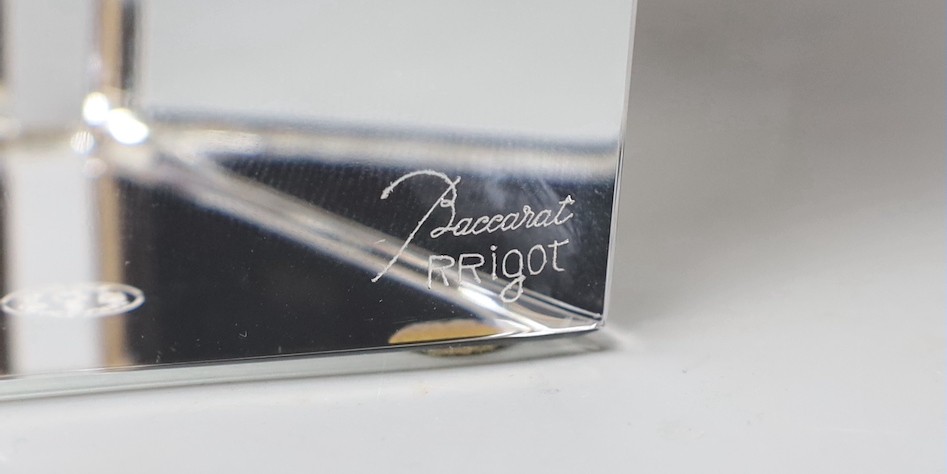A signed Baccarat crystal prismatic cut bookend, designed by R Rigot, mid 20th century, 26cms high